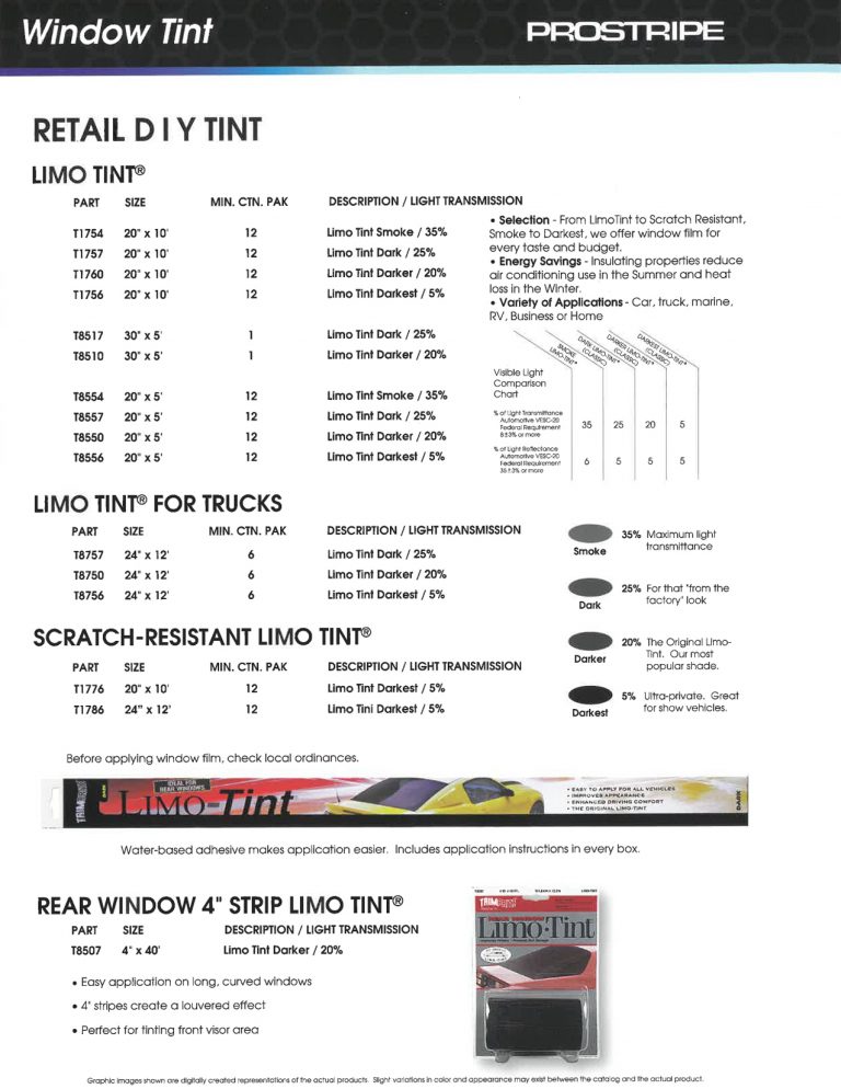 Prostripe v61 catalog DIY window tint page